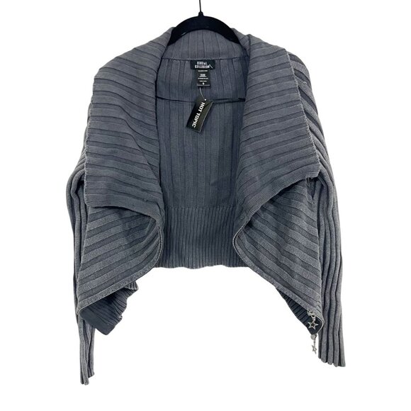 NEW Social Collision Gray Ribbed Cardigan Sweater Goth Grunge - Size 0X - Picture 1 of 5